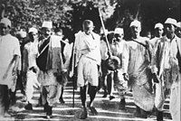 Gandhi leading Salt Satyagraha, a notable example of Satyagraha Marche sel.jpg