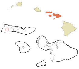 Maui County Hawaii Incorporated and Unincorporated areas Maunaloa Highlighted.svg