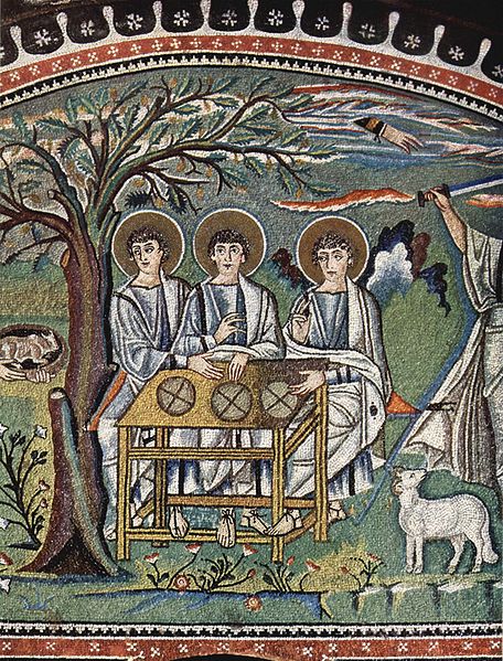 Mosaic at San Vitale, Ravenna, Abraham and the angels, pre-547