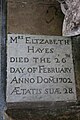 Memorial to Eltzabeth Hayes in All Saints' Church, Hillesden.JPG