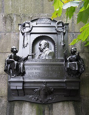 Memorial to W. S. Gilbert on Victoria Embankment, London by George Frampton, 1914