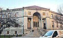 Mt. Pleasant Library, built in 1925 with funding from Andrew Carnegie. Mount Pleasant library 2 (cropped).jpg