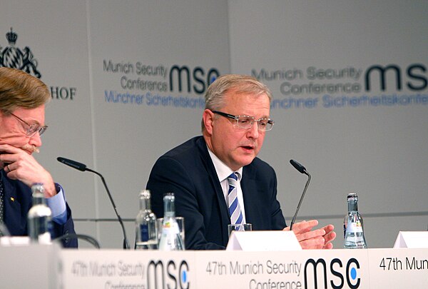 Olli Rehn giving a speech at 47th Munich Security Conference in 2011