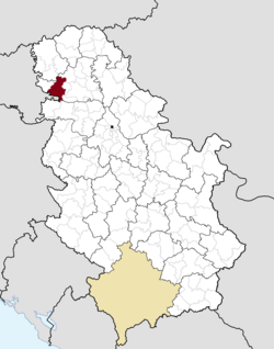 Location of the municipality of Bačka Palanka within Serbia