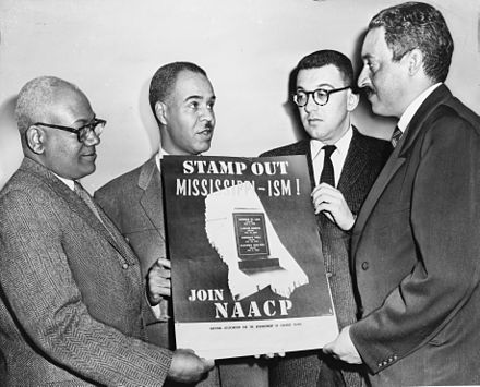 NAACP leaders Henry L. Moon, Roy Wilkins, Herbert Hill, and Thurgood Marshall in 1956