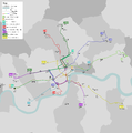 Map of the London routes operated by New Routemasters at the time of the conversion of route 453