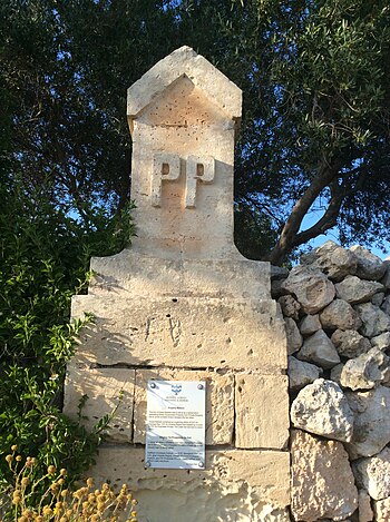 Proprietas Privata (PP) British period marker in San Martin, St. Paul's Bay, Malta