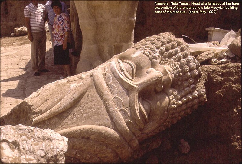 File:Nineveh Nebi Yunus Excavation Bull-Man Head.JPG