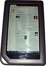Barnes & Noble Nook running Android Nook Color Showing Wikipedia Index On Dolphin Browser HD.jpg