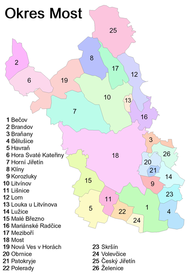 Städte und Gemeinden im Okres