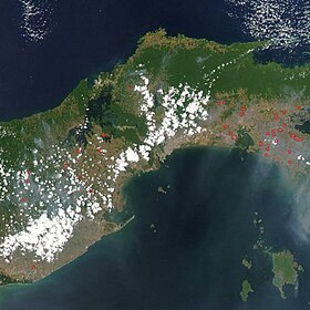 Image satellite de l'isthme de Panama.