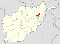 ولایت پنجشیر با رنگ سرخ روی نقشه افغانستان