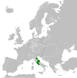 Der Kirchenstaat im Jahr 1815 nach den napoleonischen Kriegen