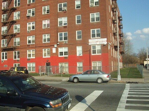 Park Hill apartment complex, southeast corner.