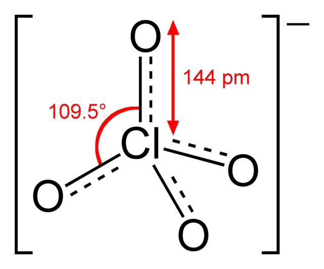 Aromatic skeletal formula of perchlorate with assorted dimensions