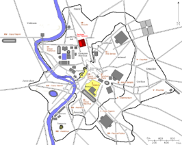 Locatie van de Campus Aggripae met de Porticus van Vipsania (in rood)
