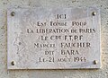 Plaque en hommage à Marcel Faucher, mort pour la Libération de Paris (1944).