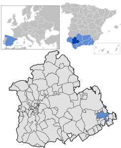 Termenul municipal Estepa în raport cu provincia Sevilla.