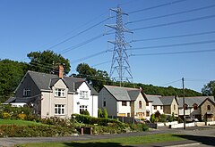 Pylon behind Blacksmiths Way, Coedkernew - geograph.org.uk - 1480501.jpg