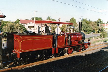 Ndeg 6 on its first post-restoration trip, 1991 QR heritage loco A10 no. 6 ~1990.jpg
