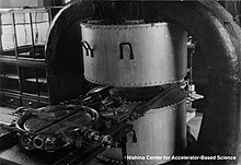 Dr. Yoshio Nishina completed this "small" cyclotron in 1937, the first cyclotron constructed outside the United States (and the second in the world). RIKENFirstCyclotron.jpg