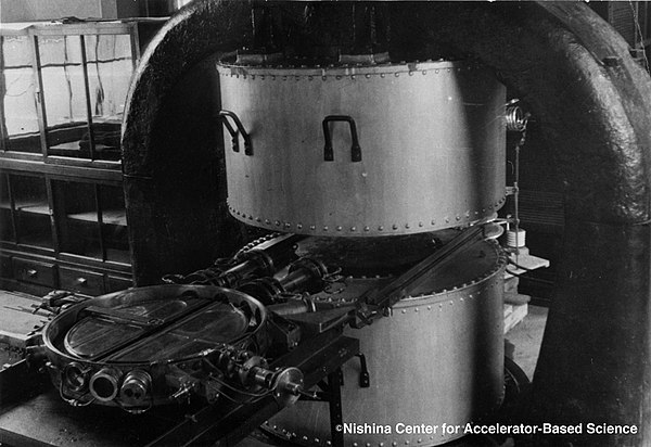 Dr. Yoshio Nishina completed this "small" cyclotron in 1937, the first cyclotron constructed outside the United States (and the second in the world).