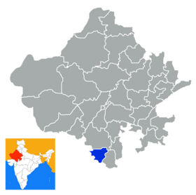 Locația districtului Dungarpur