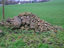 A recent clearance cairn devoid of lichen and moss growth Recent Clearance Cairn.JPG