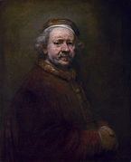 1669년, 그가 죽던 해, 다른 자화상에 비해서 훨씬 나이 들어 보임. 내셔널 갤러리, 런던