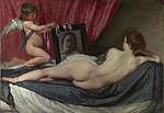 Diego Velázquez Venus med spegel från omkring 1650 inspirerade Goya. Idag är den utställd på National Gallery.