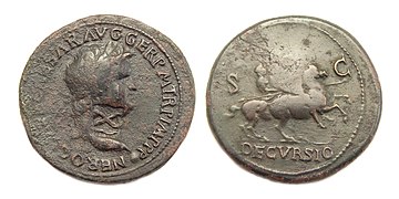 Roman coins sestertius Nero countermark X Legion Gemina.jpg
