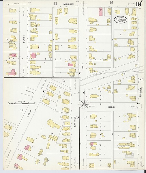 File:Sanborn Fire Insurance Map from Adrian, Lenawee County, Michigan. LOC sanborn03900 004-19.jpg