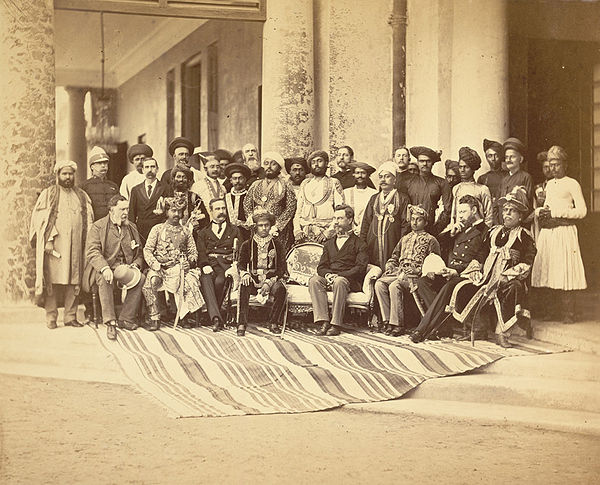 Sayajirao with Richard Temple, the Governor of Bombay and other members of the court. Circa 1880