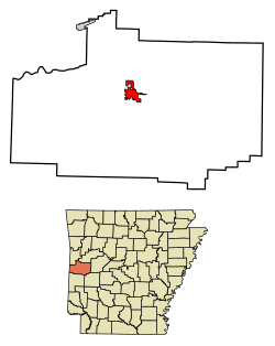 Location of Waldron in Scott County, Arkansas.