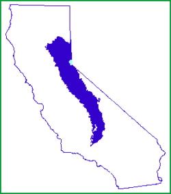Localização da Serra Nevada dentro da Califórnia