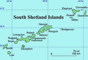 Mapa de las Islas Shetland del Sur