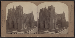 Stereoscopic view of the cathedral's appearance prior to the installation of spires St. Patrick Cathedral, New York, from Robert N. Dennis collection of stereoscopic views.png