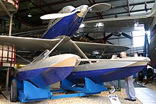 Supermarine S.6 N248 displayed at Solent Sky (2011). It was disqualified from the 1929 competition due to turning inside a marker. Supermarine S.6A N248 (6924281005).jpg
