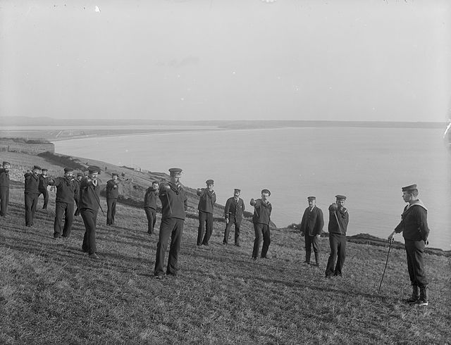 Members of the Royal Naval Reserve training at Tramore, County Waterford, c. 1905