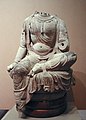 （中国の仏教彫刻）石造菩薩半跏像 唐・天竜山石窟