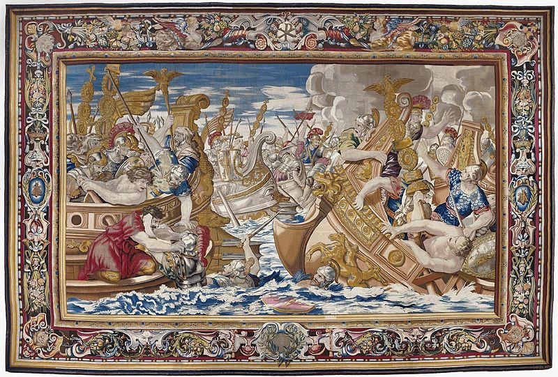 File:Tapestry showing the Sea Battle between the Fleets of Constantine and Licinius.jpg