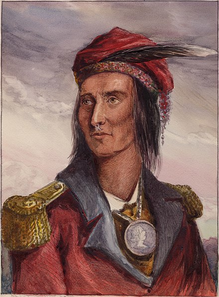 Tecumseh in red military uniform
