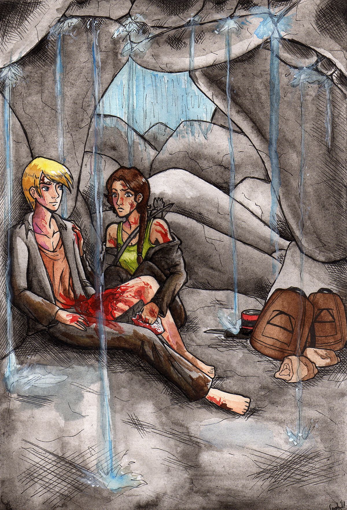 the hunger games movie katniss and peeta cave scene