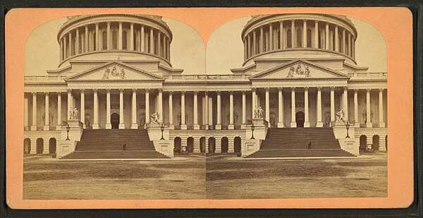 East Front of the U.S. Capitol (c. 1875), showing Rogers's Columbus Doors (center, at top of stairs).