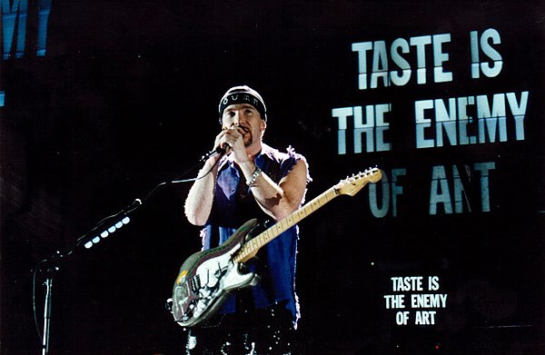 The Edge on the Zoo TV Tour in November 1993