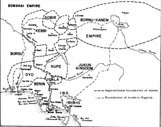 Gobir in 16th century Nigeria The States of the Nigerian Region in the 16th century.png