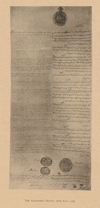 <span class="mw-page-title-main">Treaty of Allahabad</span> Treaty between Mughals and the East India Company, 1765