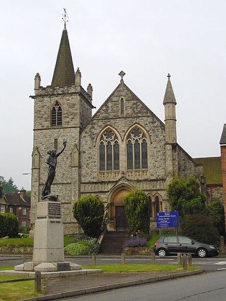 The War Memorial, with St Paul's United Reformed Church behind.