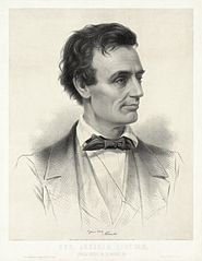 Image 48"Hon. Abraham Lincoln, Republican candidate for the presidency, 1860," a lithograph by Leopold Grozelier, et al. According to the Library of Congress, "Thomas Hicks painted a portrait of Lincoln at his office in Springfield specifically for this lithograph." Image credit: Thomas Hicks (painter), Leopold Grozelier (lithographer), W. William Schaus (publisher), J.H. Bufford's Lith. (printer), Adam Cuerden (restoration) (from Portal:Illinois/Selected picture)