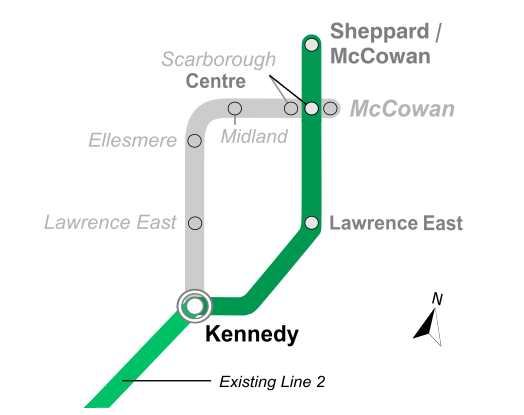 File:Toronto Line 3 new Line 2 Extension comparison.svg